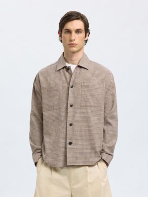 Selected miesten paitatakki, RELAX HENRY OVERSHIRT Ruskea Kuosi