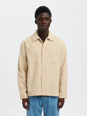Selected miesten paitatakki, SLHREGTATE CORD OVERSHIRT Oatmeal