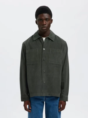 Selected miesten paitatakki, SLHREGTATE CORD OVERSHIRT Tummanvihreä