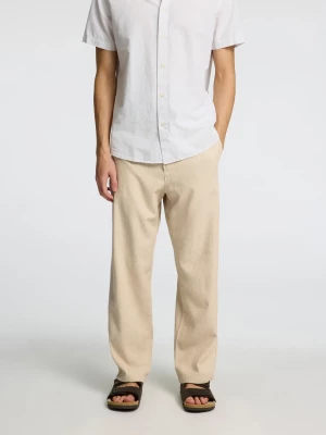 Selected miesten pellavasekoitehousut, K LOOSE BRODY LINEN PANT  Beige