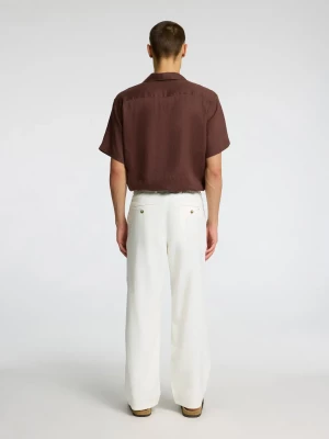 Selected miesten pellavasekoitehousut, K LOOSE BRODY LINEN PANT  Valkoinen