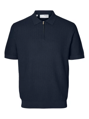 Selected miesten pikeepaita, CRAN SS KNIT STRUCTURE Navy Blazer