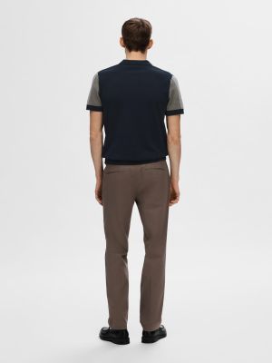 Selected miesten pikeepaita, SLH MATTIS SS KNIT STRIPE POLO Raidallinen Sininen