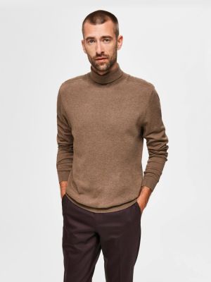 Selected, Miesten Pooloneule, Berg Roll Neck Beige