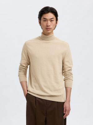 Selected, Miesten Pooloneule, Berg Roll Neck Oatmeal Melange