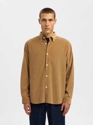 Selected miesten samettipaita, REG DANNI CORD BD LS SHIRT Kelp