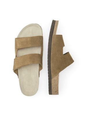 Selected Miesten Sandaalit, K BASTIAN SUEDE STRAP SLIDER Keskiruskea