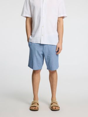 Selected miesten shortsit, COMFORT BRODY LINEN SHORTS Sininen