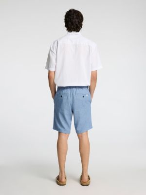 Selected miesten shortsit, COMFORT BRODY LINEN SHORTS Sininen
