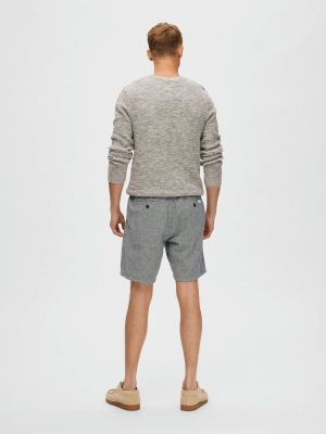 Selected Miesten Shortsit, COMFORT BRODY LINEN SHORTS Sininen Kuosi