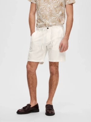 Selected miesten shortsit, COMFORT BRODY LINEN SHORTS Valkoinen