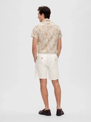 Selected miesten shortsit, COMFORT BRODY LINEN SHORTS Valkoinen