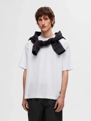 Selected miesten t-paita, LOOSE OSCAR SS O-NECK Bright White