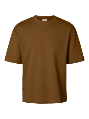 Selected miesten t-paita, LOOSE OSCAR SS O-NECK Kaakaonruskea