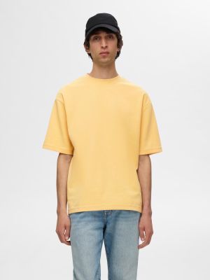 Selected miesten t-paita, LOOSE OSCAR SS O-NECK Keltainen