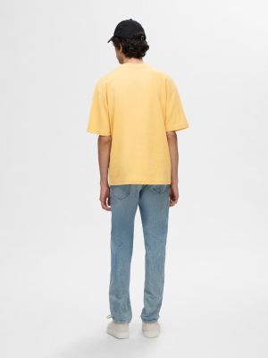 Selected miesten t-paita, LOOSE OSCAR SS O-NECK Keltainen