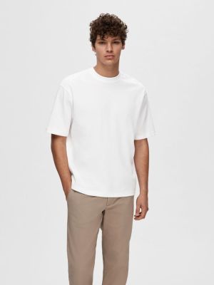 Selected miesten t-paita, LOOSE OSCAR SS O-NECK Valkoinen