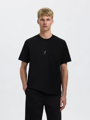 Selected miesten t-paita, PETE LICENSE SS O-NECK TEE Black Computers