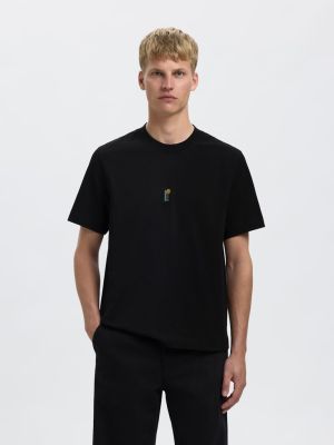 Selected miesten t-paita, PETE LICENSE SS O-NECK TEE Musta