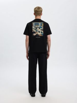 Selected miesten t-paita, PETE LICENSE SS O-NECK TEE Musta