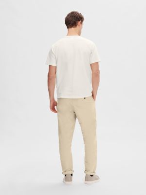Selected miesten t-paita, SANDER SEERSUCKER SS O-NECK Valkoinen