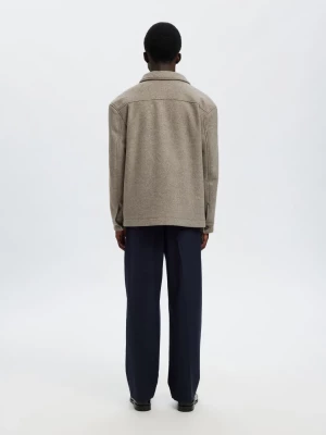 Selected miesten takki, SLHMITCH WOOL BLEND SHACKET Deep Taupe