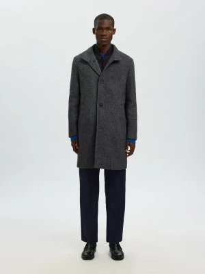 Selected miesten villakangastakki, SLHRAINAR WOOL BLEND COAT  Black Black & White