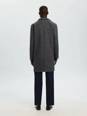 Selected miesten villakangastakki, SLHRAINAR WOOL BLEND COAT  Black Black & White