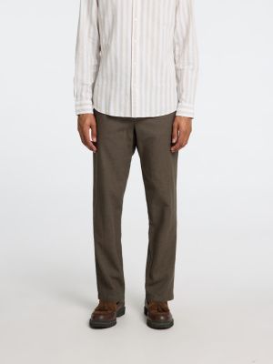 Selected pellavahousut, SLIM TAPE BRODY LINEN PANT Armeijanvihreä