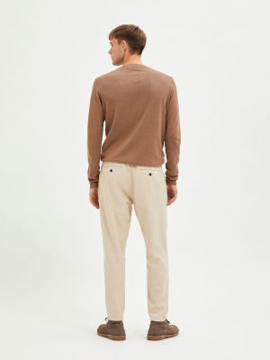 Selected pellavahousut, SLIM TAPE BRODY LINEN PANT Beige