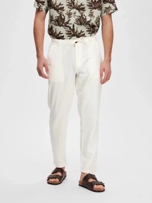 Selected pellavahousut, SLIM TAPE BRODY LINEN PANT Cloud Dancer