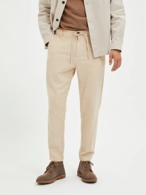 Selected pellavahousut, SLIM TAPE BRODY LINEN PANT Incense Mixed W. Oatmeal