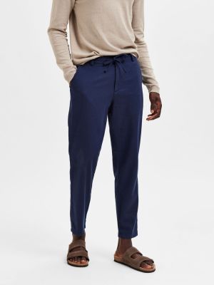 Selected pellavahousut, SLIM TAPE BRODY LINEN PANT Tummansininen