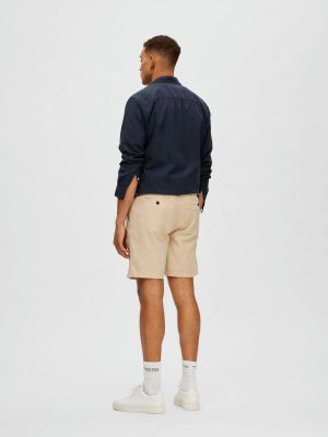 Selected shortsit, COMFORT BRODY LINEN SHORTS Beige