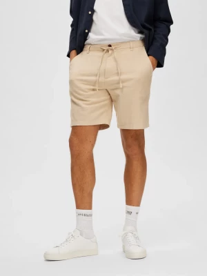 Selected shortsit, COMFORT BRODY LINEN SHORTS Incense Mixed W. Oatmeal