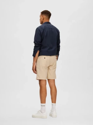 Selected shortsit, COMFORT BRODY LINEN SHORTS Incense Mixed W. Oatmeal
