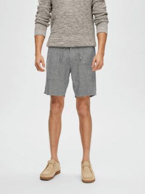 Selected shortsit, COMFORT BRODY LINEN SHORTS Sininen Kuosi