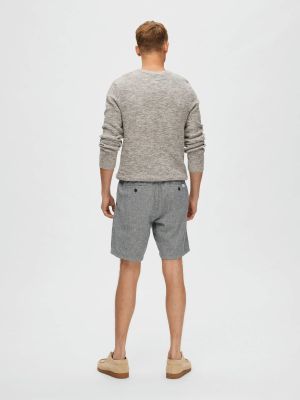 Selected shortsit, COMFORT BRODY LINEN SHORTS Sininen Kuosi