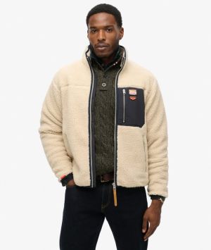 Superdry miesten takki, Vintage Retro Full Zip Fleece Luonnonvalkoinen
