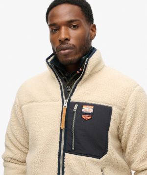 Superdry miesten takki, Vintage Retro Full Zip Fleece Luonnonvalkoinen
