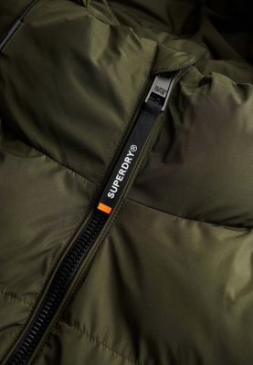 Superdry Miesten Talvitakki, Hooded Sports Puffer Jacket Tummanvihreä
