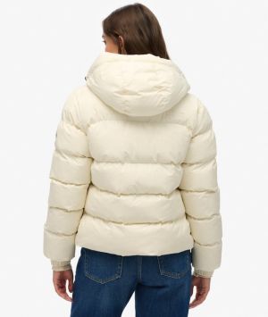 Superdry naisten puffertakki, Hooded Sports Puffer Jacket Luonnonvalkoinen