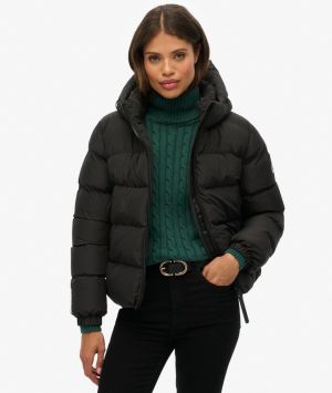 Superdry naisten puffertakki, Hooded Sports Puffer Jacket Musta