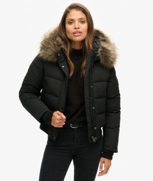 Superdry naisten takki, Everest Hooded Bomber Jkt Musta