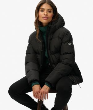 Superdry naisten toppatakki, Hooded 5 Baffle Sports Puffer Musta
