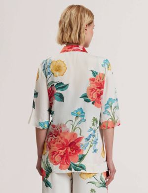 Ted Baker naisten bleiseri, NYMPHA Printed Short Sleeve Blazer Valkopohjainen Kuosi