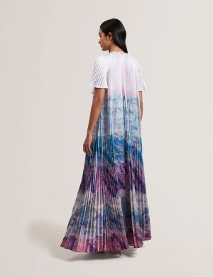 Ted Baker naisten maximekko, DEELIAA Short Sleeve Pleated Maxi Dress Vaaleanpunainen Kuosi