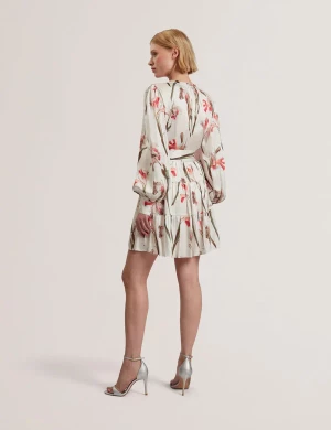 Ted Baker naisten mekko, CUIABA neck Mini Dress Valkopohjainen Kuosi