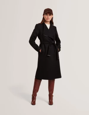 Ted Baker naisten villakangastakki, ROSE MID LENGHT BELTED WOOL COAT Musta