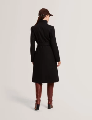 Ted Baker naisten villakangastakki, ROSE MID LENGHT BELTED WOOL COAT Musta